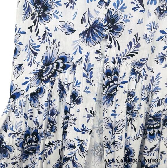 ALEXANDRA MIRO **NWT** Delliah China Blue Floral Print Cotton Skirt -my Theresa - Picture 6 of 10